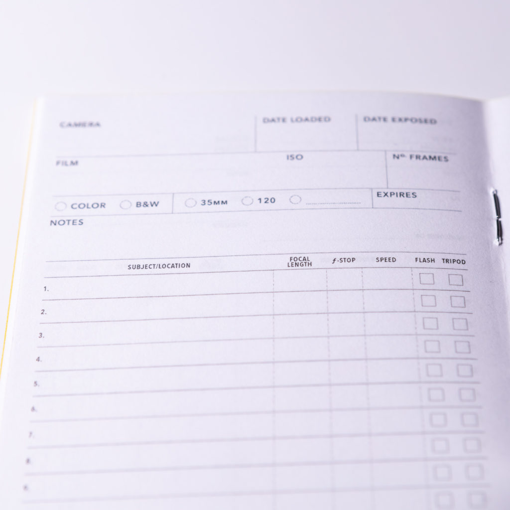 Film Log Notebook Camera and Film Details