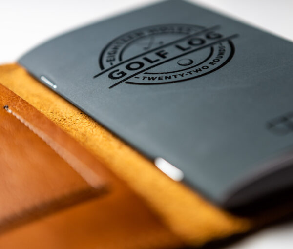 Golf log pocket notebook fits perfectly in our leather cover