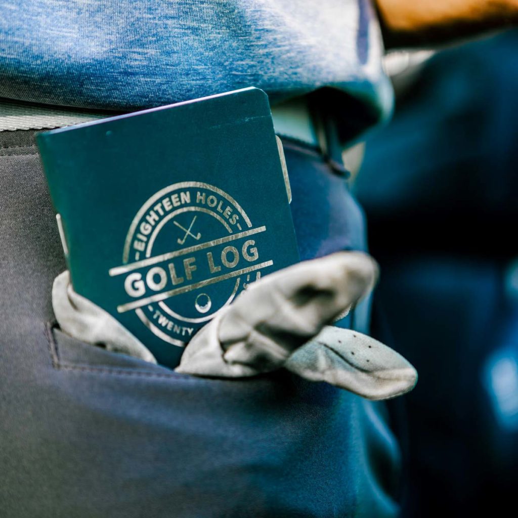 Pocket golf log fits easily in your back pocket